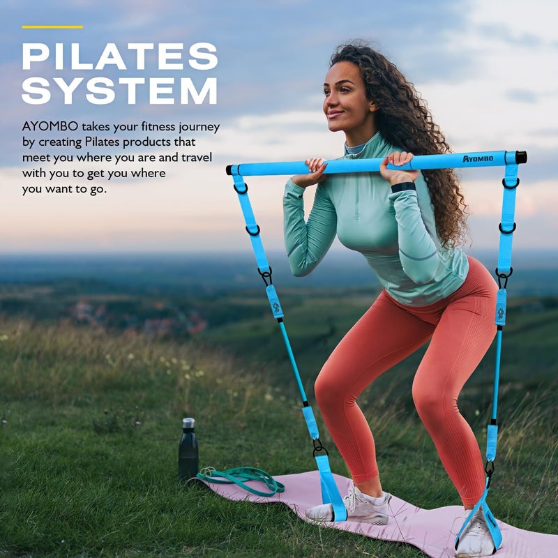 Ayombo Pilates Bar Kit with Resistance Bands, Pilates Workout Equipment for Legs, Hip, Waist, Arm, Squats Exercise Equipment for Home Workouts, Adjustable 3-Section Pilates Bar Kit for Women & Men - Image 2